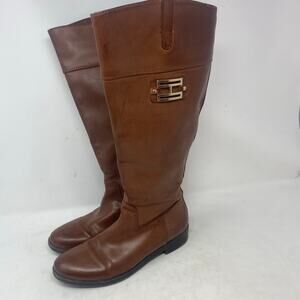 Tommy Hilfiger Mid calf Brown Boots Faux Leather Womens Size 7